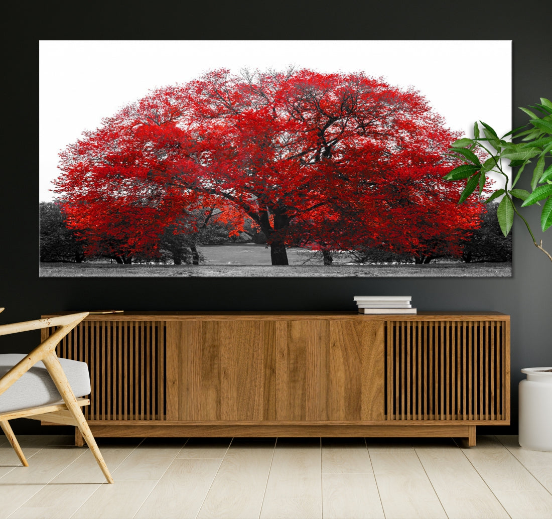 Red Leaves Autumn Tree Large Canvas Wall Art Print for Home Office Decor