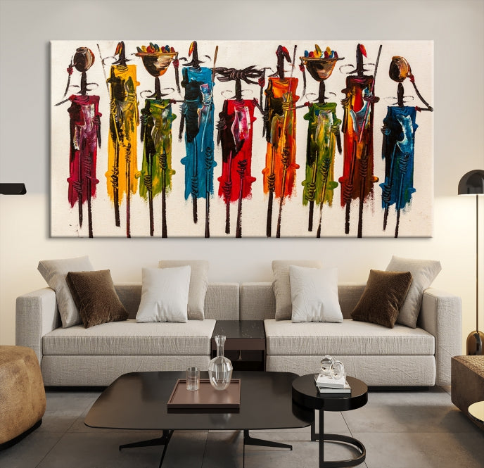 Abstract African Women Painting Large Wall Art Framed Canvas Print
