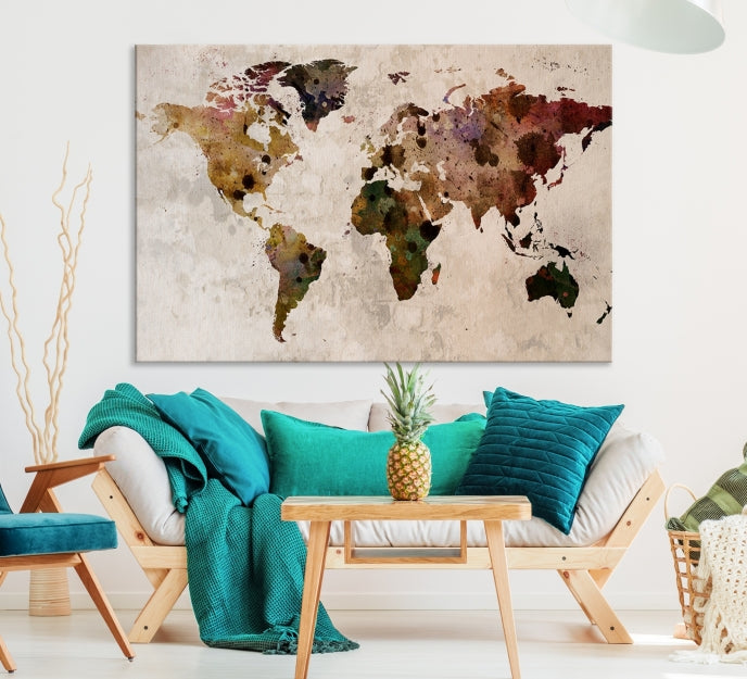 Large Wall Art World Map Canvas Print