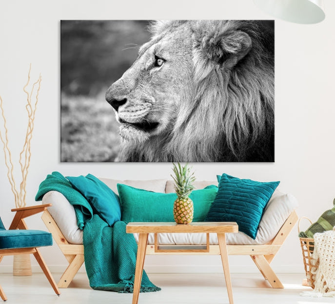 African Lion Poster Print on Canvas Extra Large Wall Art Ready to Hang