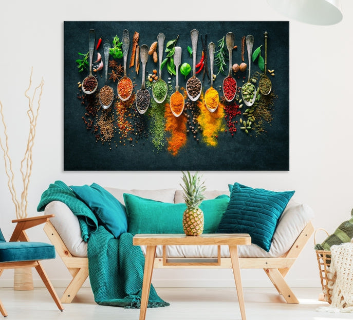 Add a Touch of Flavor to Your Kitchen with Our Large Herbs & Spices Wall Art Canvas PrintA Decorative & Inspiring