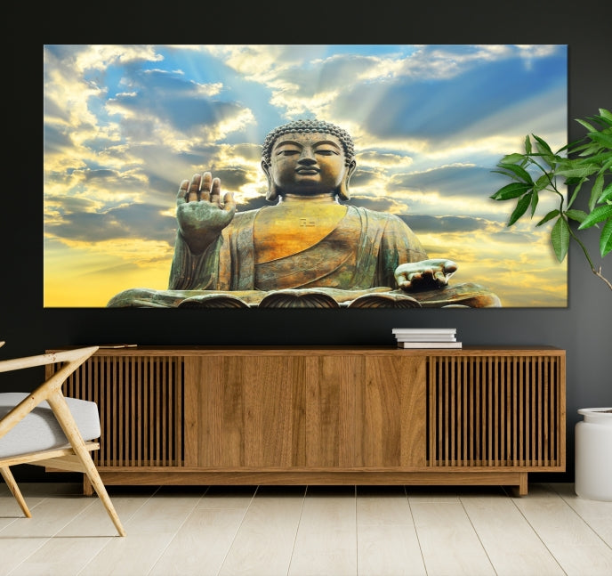 Buddha Wall Art | Meditating Print | Buddha Statue | Buddhism Decor | Large Buddhism Canvas | Spiritual Art | Large