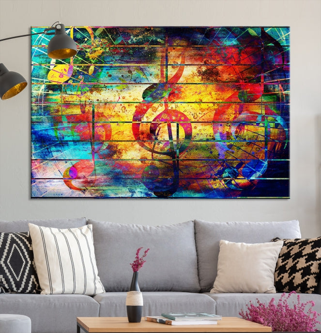 Music Left Switch Abstract Clef Framed Canvas Wall Art Giclee Print