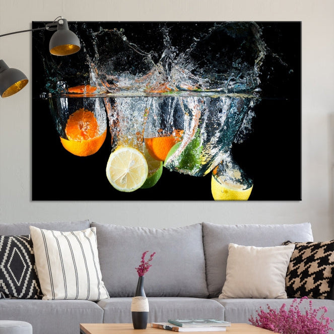 Large Kitchen Wall Art Fruits in Water Art Canvas Print