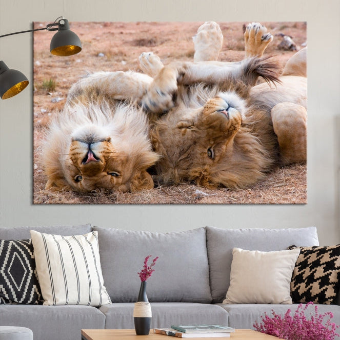 Large Animal Wall Art Lions Canvas Print