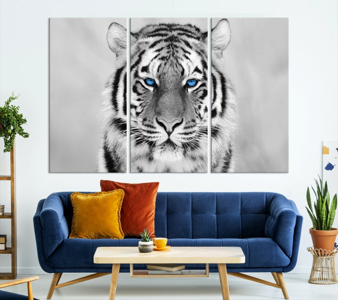 Extra Large Tiger Canvas Art Print Black White Animal Artwork for Wall