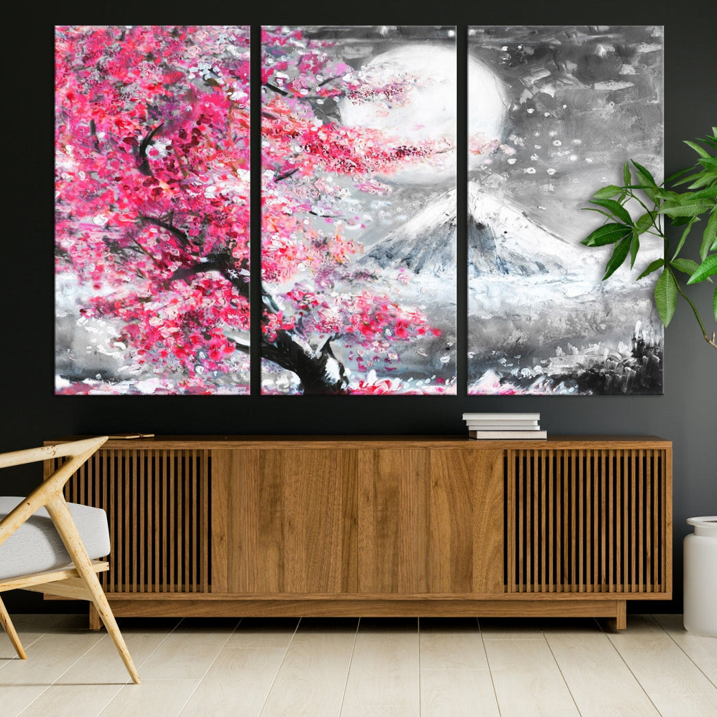 Cherry Blossom Artwork Winter Painting Modern Canvas Wall Decor Sakura Art
