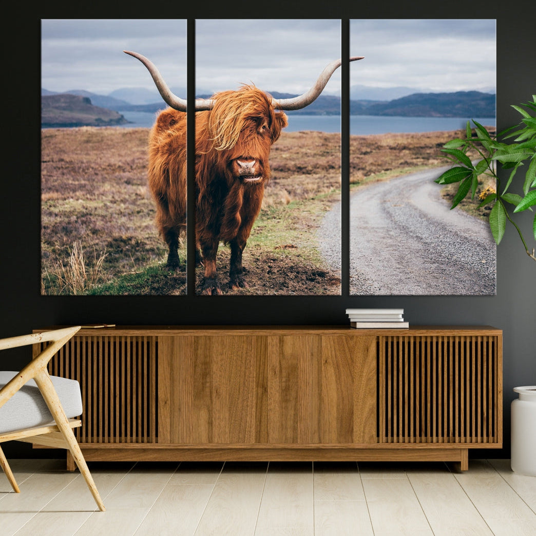 Highland Cow Large Canvas Wall Art Print Nature Photography Art Landscape Wall Art Home Decor Cattle Canvas Print Animal