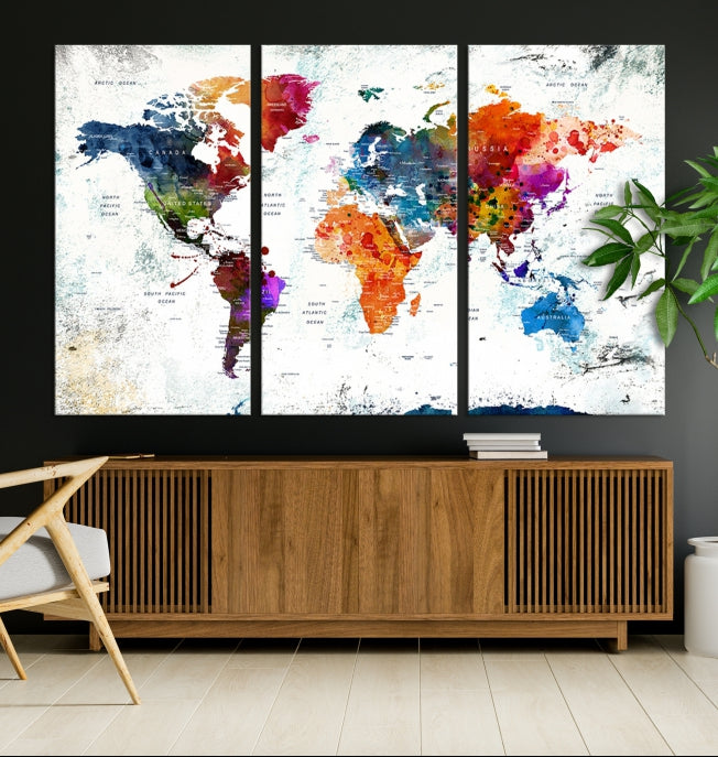 Unique Large Wall Art World Map Canvas Print