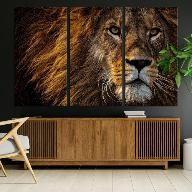 Large Mighty Lion Wall Art Animal Canvas Print