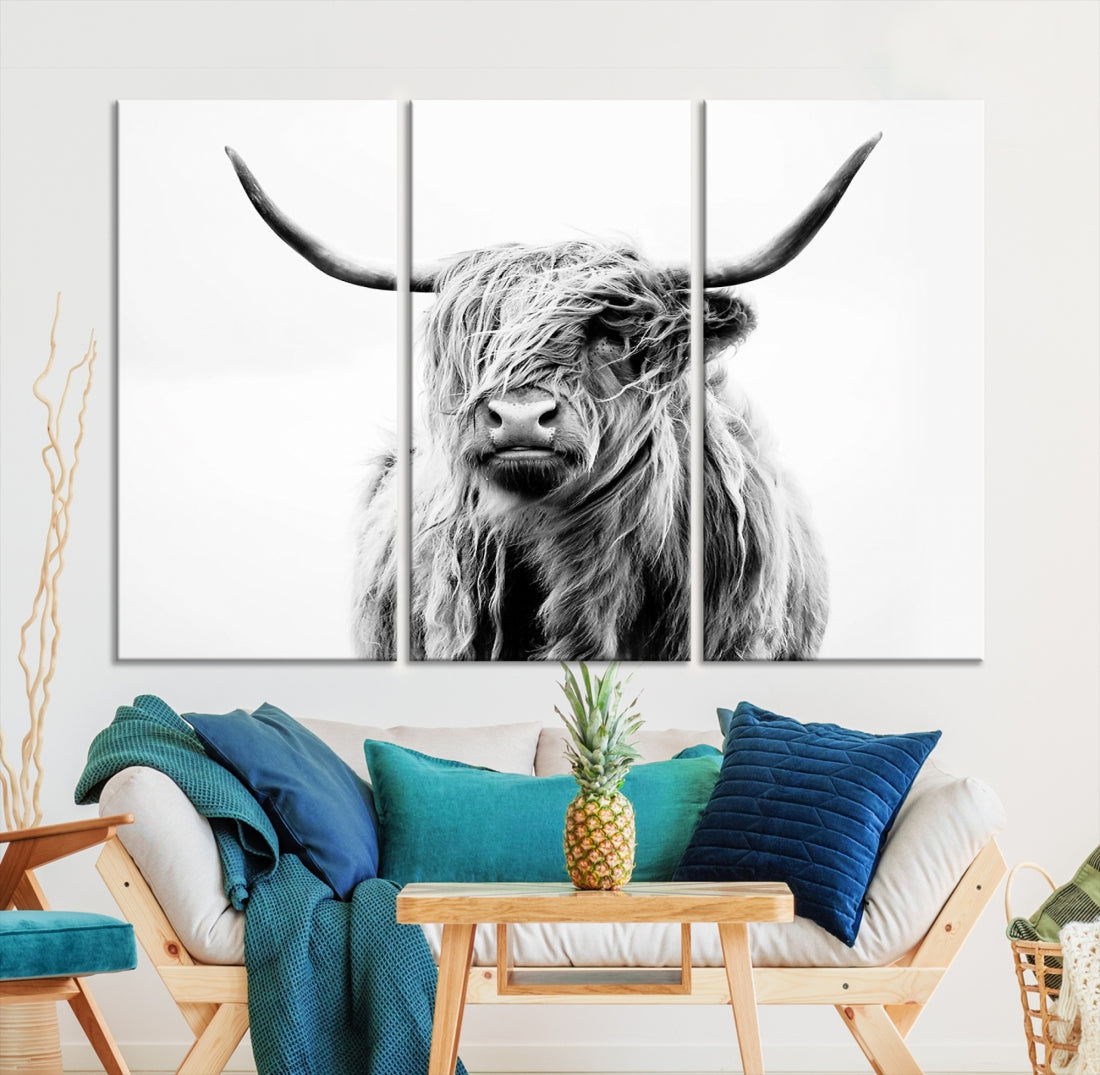 Bring the Charm of a Scottish Highland Cow to Your Farmhouse with Our Wall Art Canvas PrintA Rustic & Cozy Decor