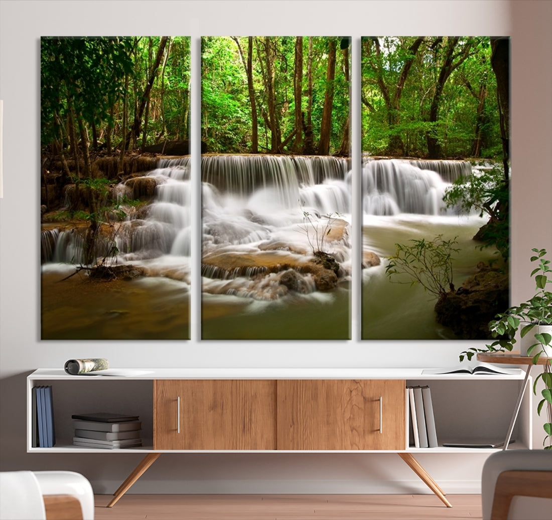 Wonderful Shrinking Waterfall in Green Forest – SamiArtGallery Wall Art  Print Shop