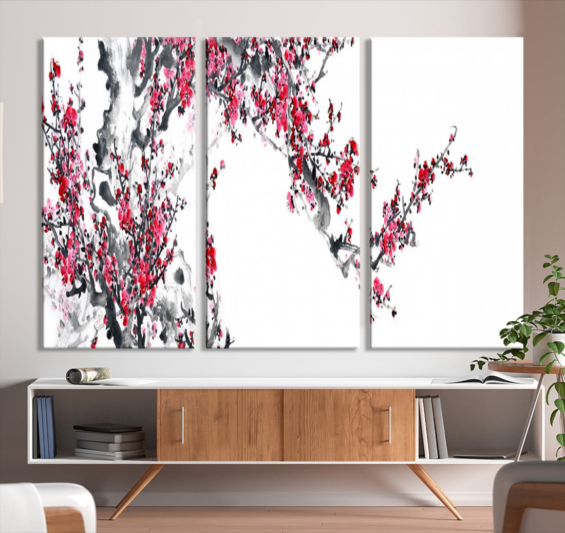 Blossoming Cherry Wall Art Japanese Painting Canvas Art Print