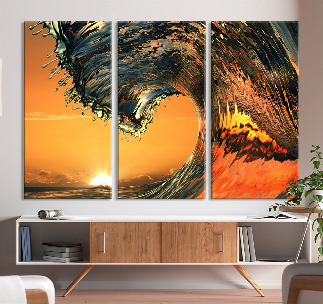 Excellent Shot of Ocean Wave Rip Curl Surf Wall Decor Canvas Print Framed
