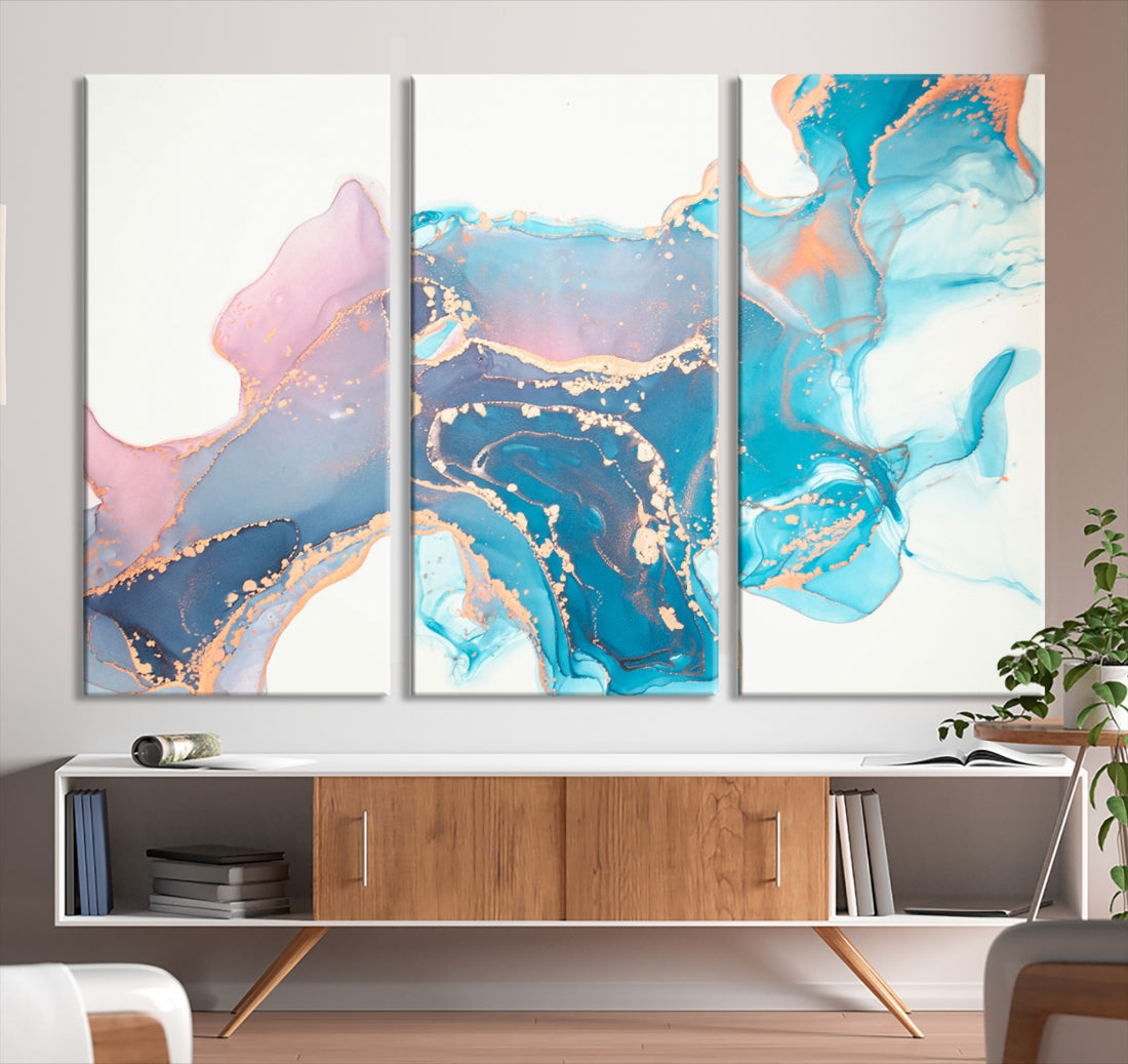 Modern multicoloured pink blue Canvas Wall Art Abstract Picture cool Large  Print