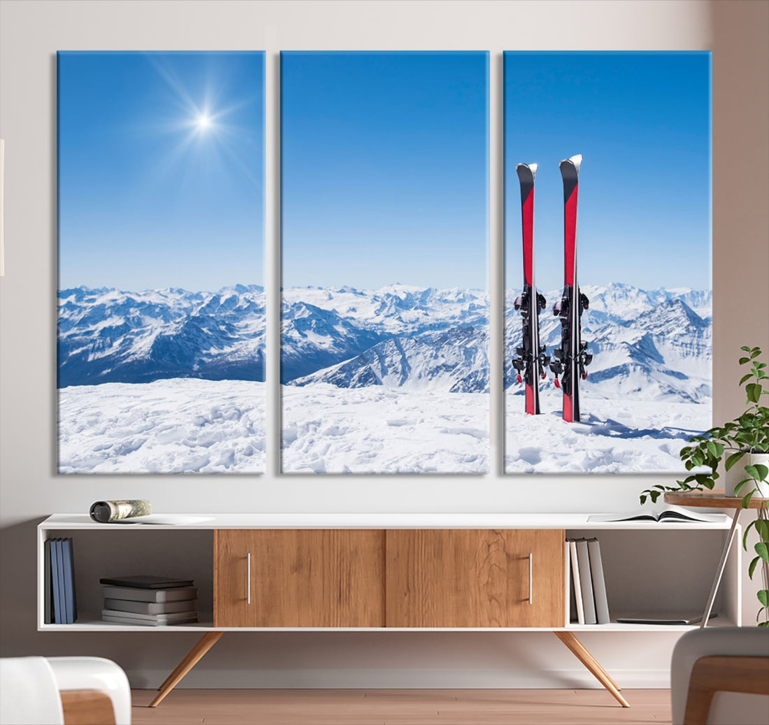 Ski Season Snow Mountain Giclee Canvas Extra Large Wall Art Print