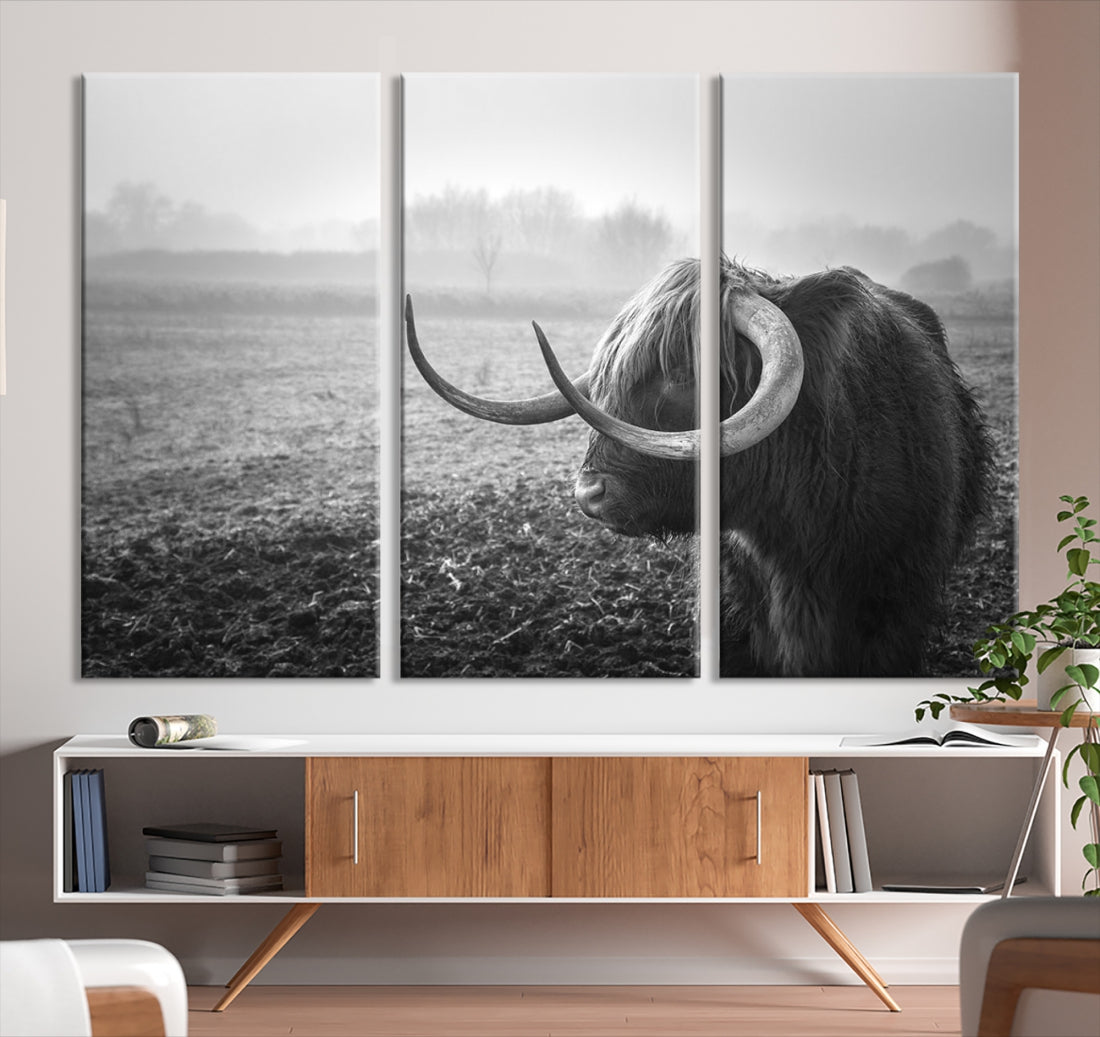 Cow Wall Art Canvas Print, Buffalo Large Wall Art Canvas Print, Texas Cow Horn Artwork Print