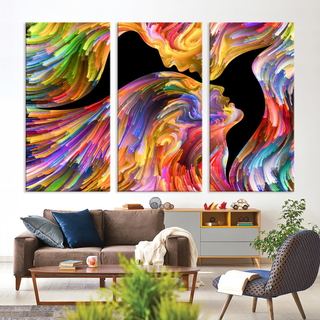 Love Themed Abstract Wall Art Canvas Print Colorful Wall Decor