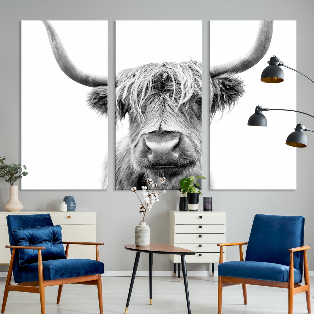 Scottish Highland Cow to Your Farmhouse with Our Wall Art Canvas Print Rustic Decor