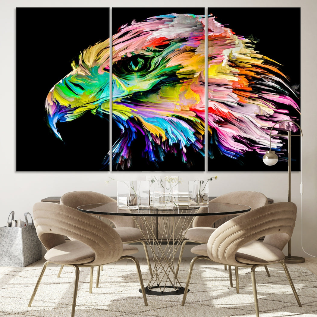 Rainbow Eagle Art Canvas Painting Large Wall Art Rainbow Animal Art Nature Abstract Print Art