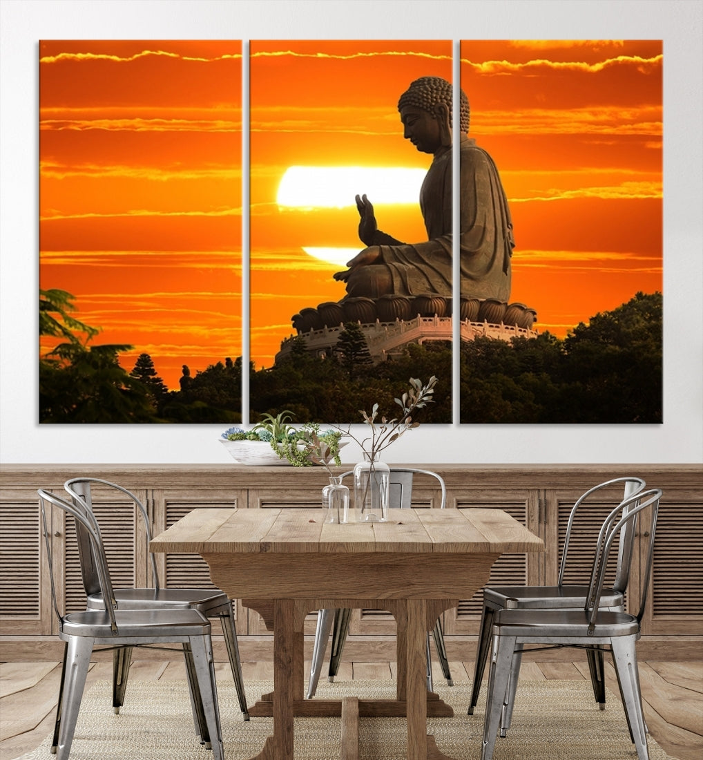 Large Wall Art Great Buddha Statue at Sunset Canvas Print
