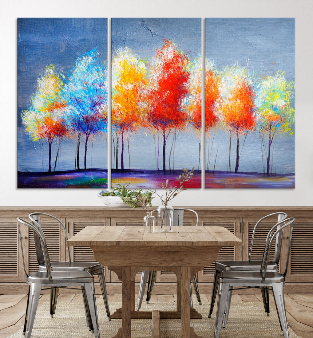 Large Modern Colorful Abstract Trees Painting Canvas Wall Art Print