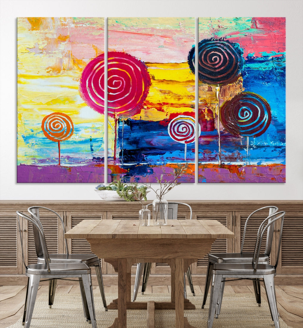 Colored Lollipops Trees Abstract Wall Art Canvas Print Modern Decoration