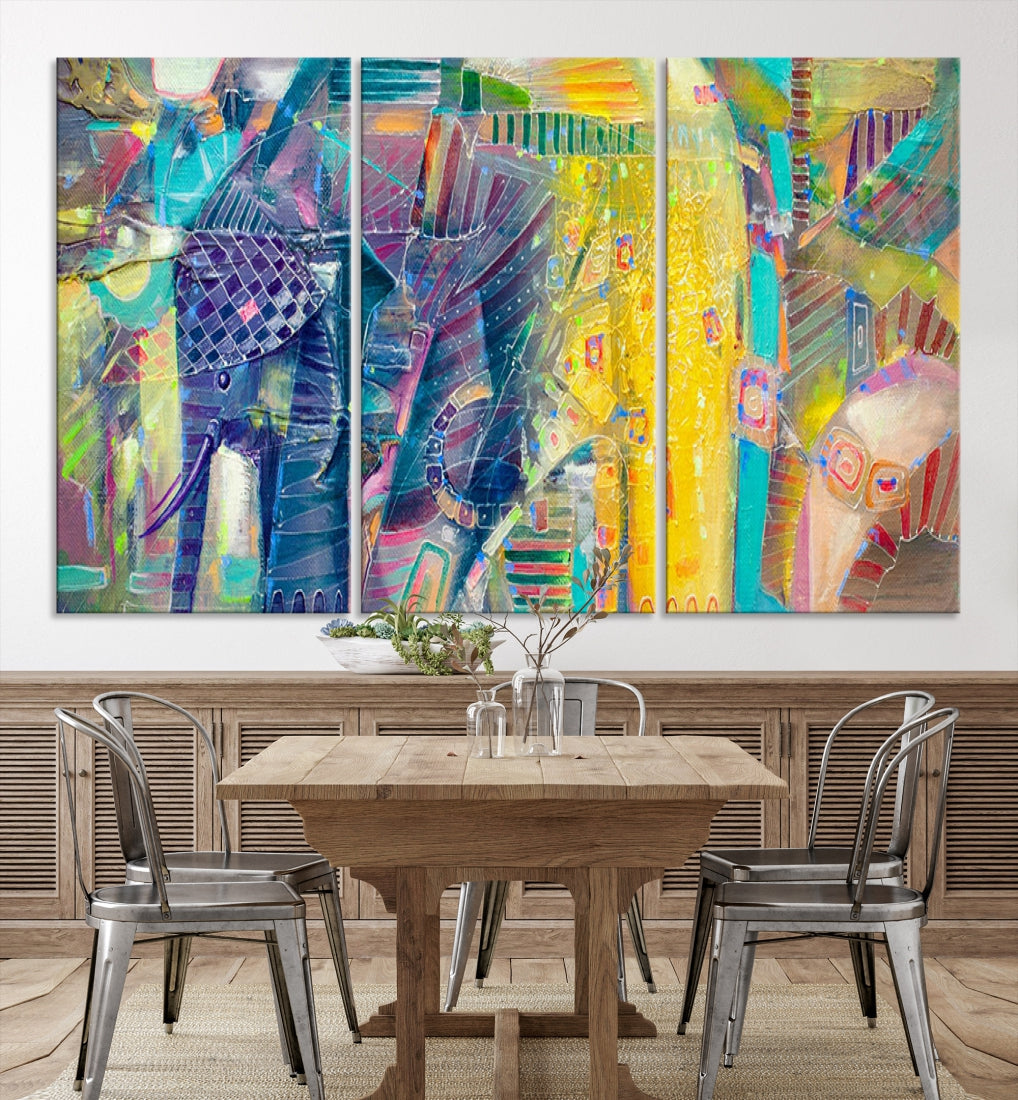 Abstract Indian Elephant Wall Art Canvas Print Zen Home Spiritual Artwork