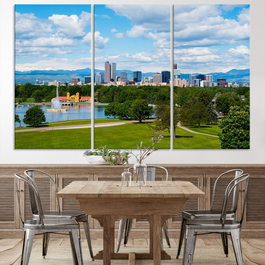 Spring in Denver Cityscape View Large Wall Art Canvas Print