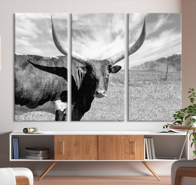 Large Cattle Wall Art Longhorn Cow Canvas Print