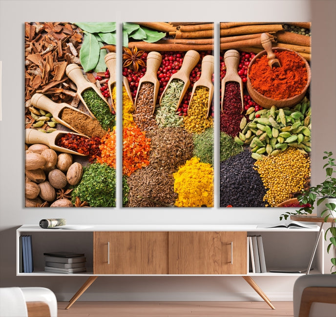 Colorful Herbs and Spices Large Wall Art Canvas Print Kitchen Wall Decor