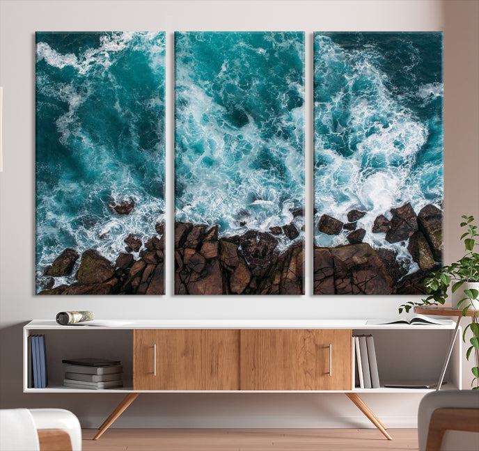 Large Aerial Ocean Wall Art Canvas Print