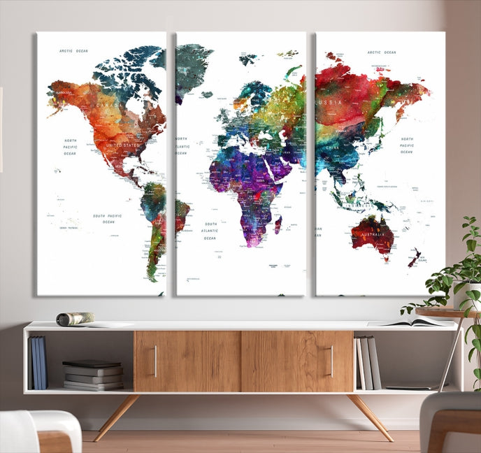 Extra Large Map of the World Canvas Wall Art Map Poster Print