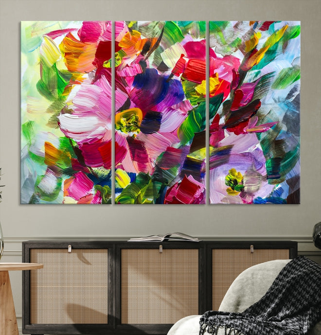 Flower Abstract Oil Painting Large Canvas Print for Living Room Decor