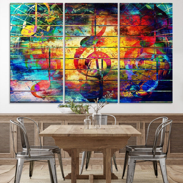 Large Treble Clef Wall Art Abstract Music Canvas Art Print