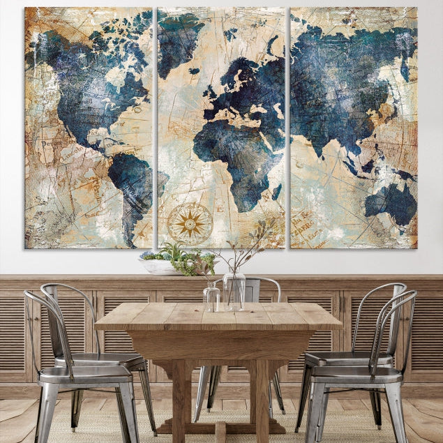 Antique World Map Large Wall Art Canvas Print