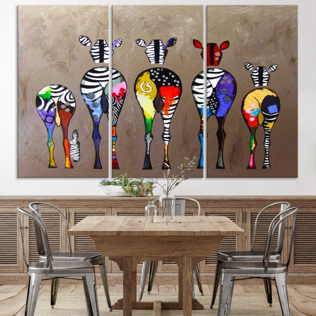 Large African Wall Art Zebra Animal Abstract Canvas Print
