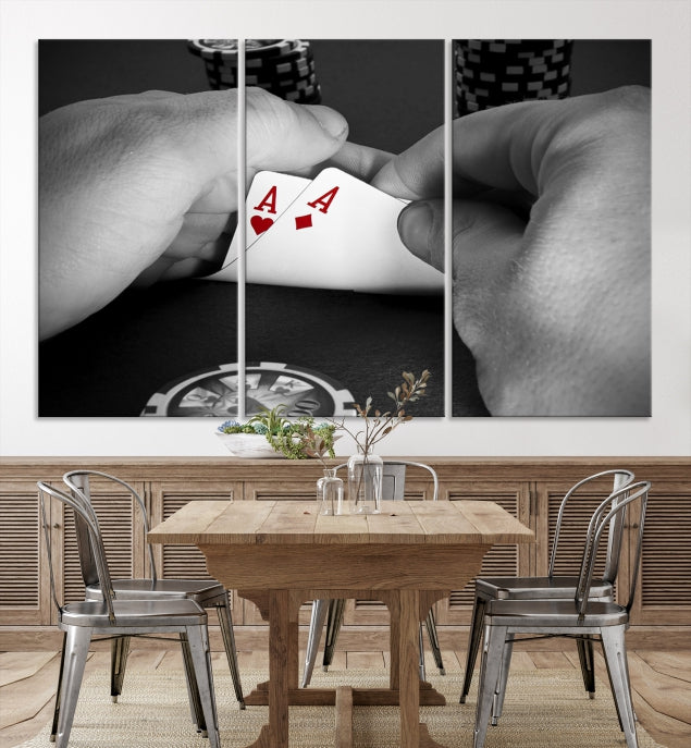 Large Poker Game Playing Cards Ace Wall Art Lucky Aces Canvas Print