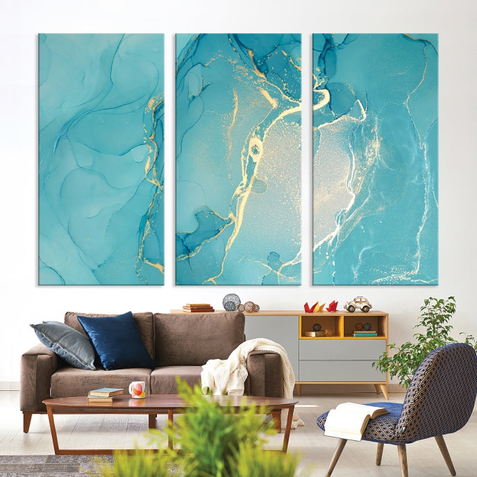Large Turquoise Abstract Canvas Wall Art Abstract Print