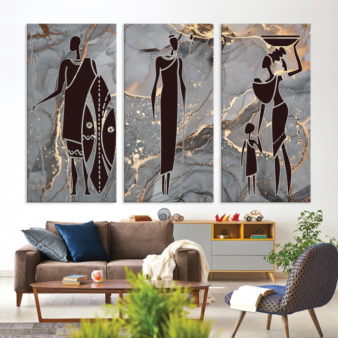 Extra Large African American Wall Art Modern Abstract Painting on Canvas Print