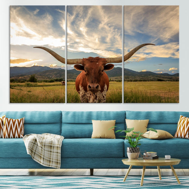 Texas Big Cow Large Wall Art Canvas Print