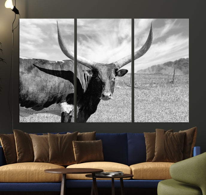 Large Cattle Wall Art Longhorn Cow Canvas Print