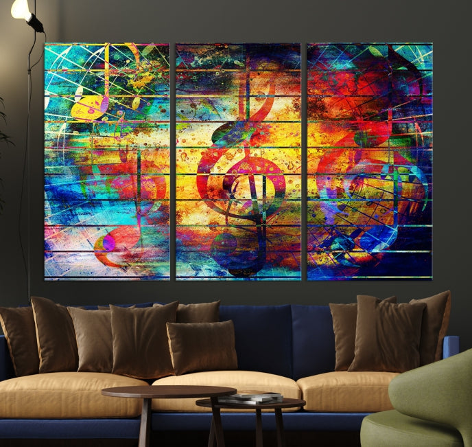 Music Left Switch Abstract Clef Framed Canvas Wall Art Giclee Print