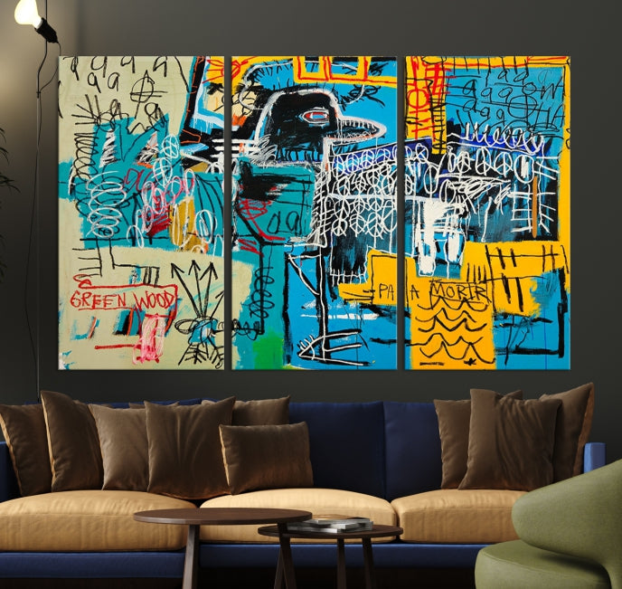 Jean-Michel Basquiat Bird Abstract Painting on Giclee Canvas Wall Art Print