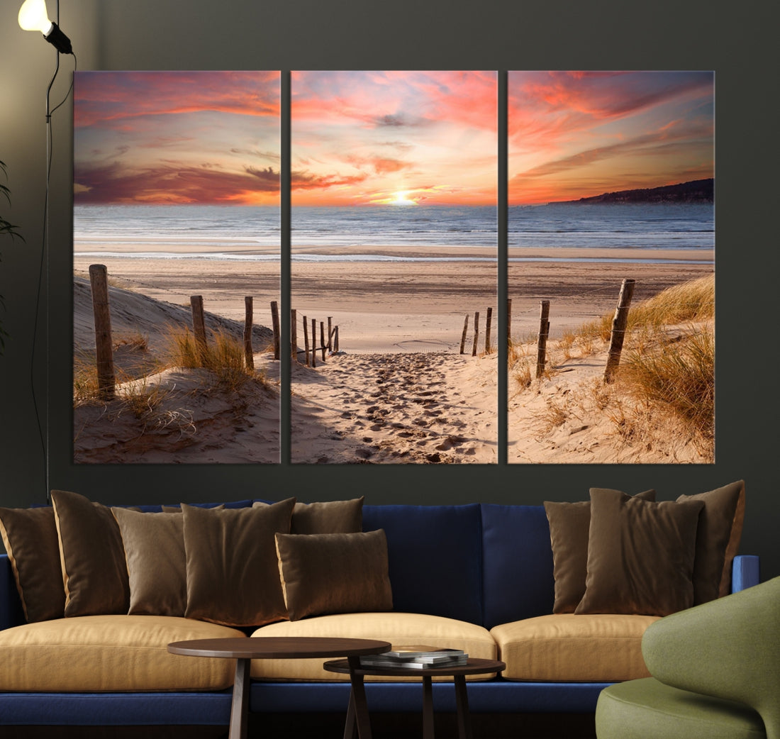 Holiday Beach Sea Ocean Sunset Extra Large Wall Art Giclee Canvas Print