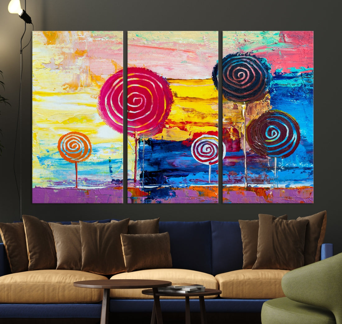 Colored Lollipops Trees Abstract Wall Art Canvas Print Modern Decoration
