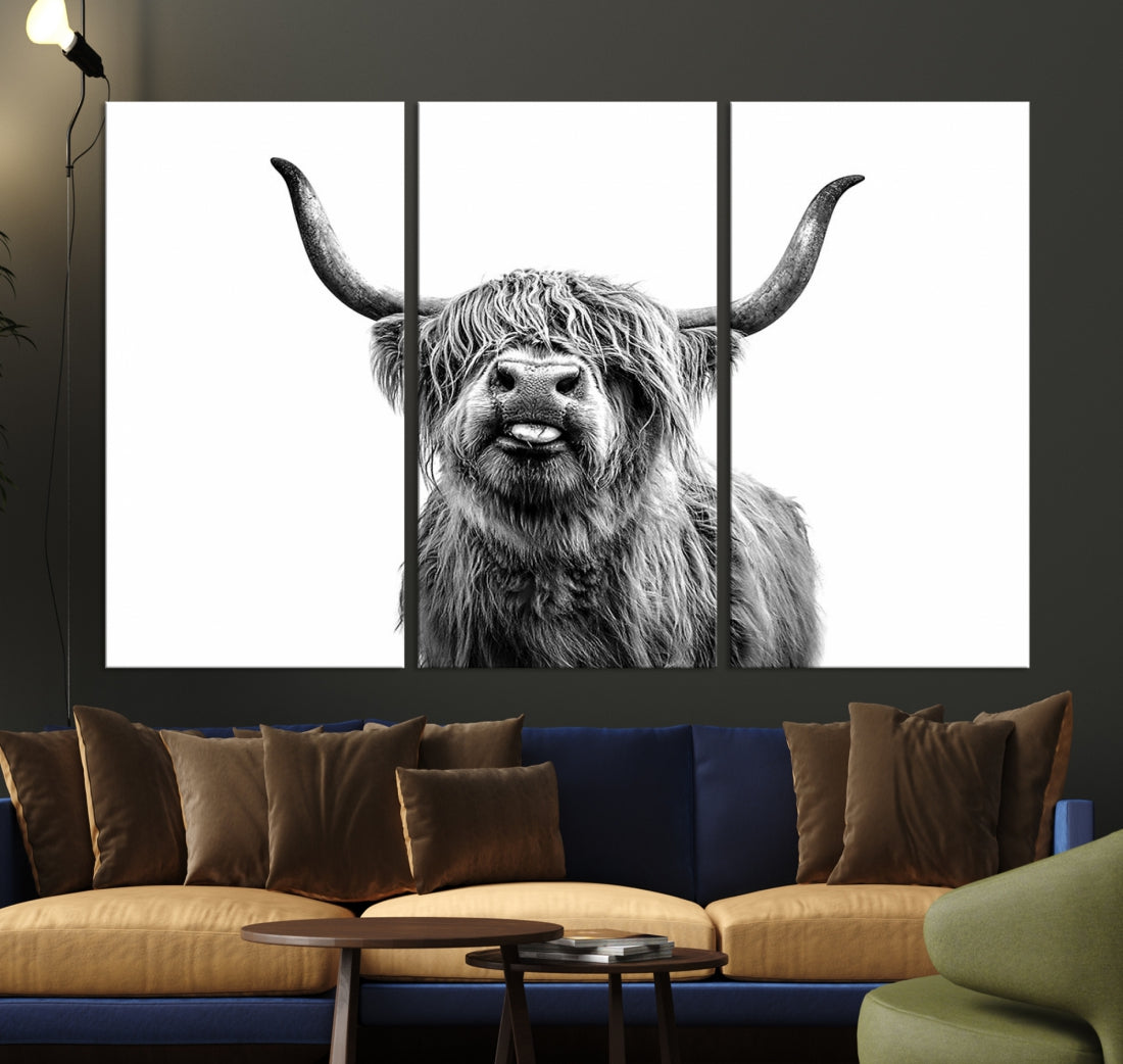 Bring the Charm of a Scottish Highland Cow to Your Farmhouse with Our Wall Art Canvas Print - A Rustic & Cozy Decor