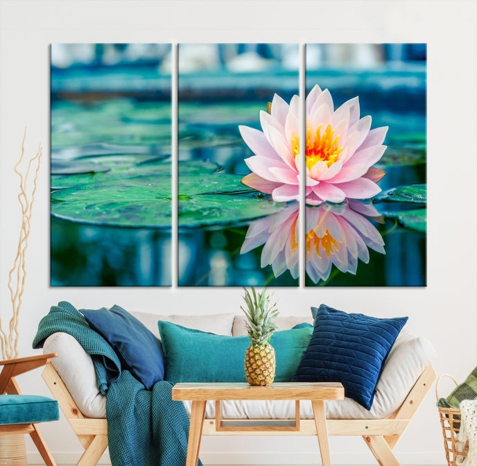 Lotus Flower Wall Art Canvas Print, Large Canvas Lily Flower Wall Art,