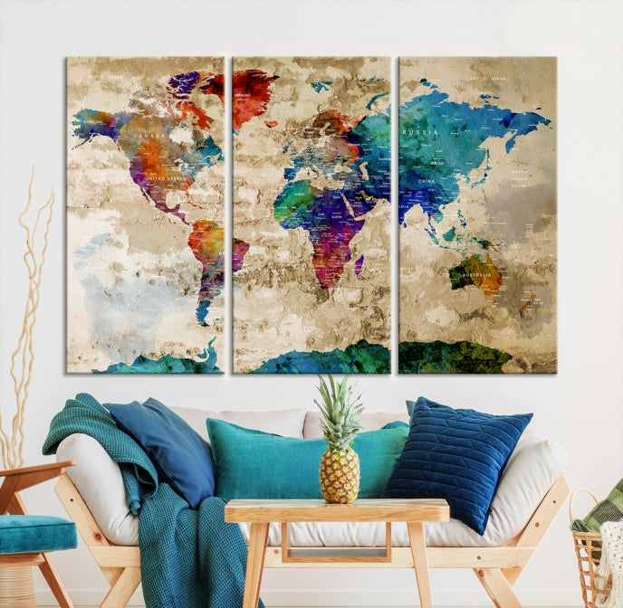 Add a Touch of Style & Function to Your Decoration with Our World Map Wall Art Canvas Print