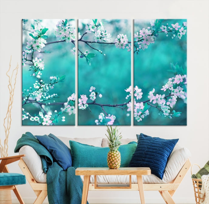 Beautiful Blossoming Cherry in Spring Large Wall Art Canvas Print Ready to Hang
